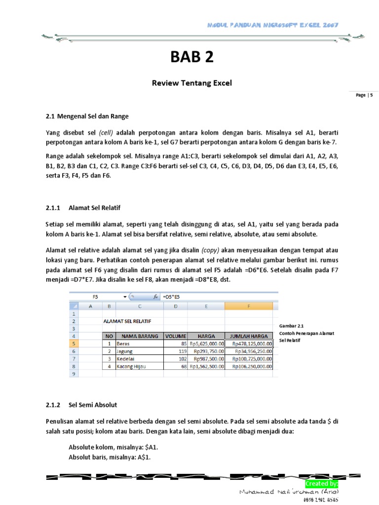 Penulisan Alamat Sel Absolut Yang Benar Adalah