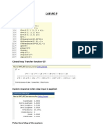 Lab 9 closed loop transfer function response poles zero map