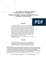 Memoria de Trabajo y Dificultades en El Aprendizaje