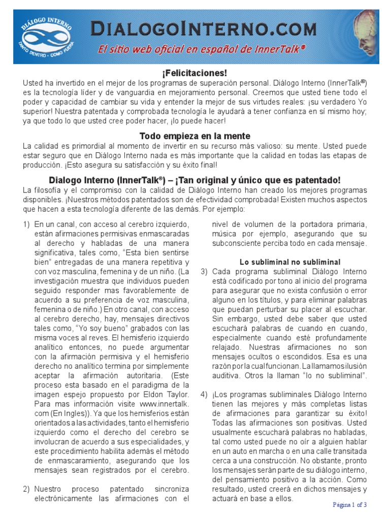 La Tecnología de Innertalk® Whole Brain® (Método Taylor) | PDF | Mente ...