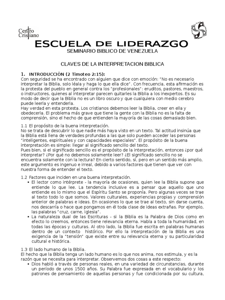 Claves de La Interpretacion Biblica PDF Biblia Libro de revelación