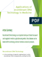 Applications of Recombinant DNA Technology in Medicine