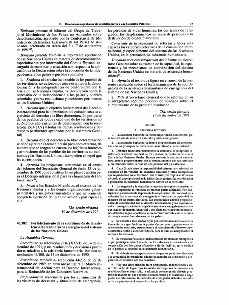 Resolución 46182. 1991 PDF