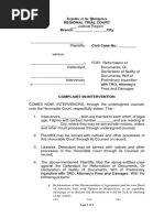 Sample - Complaint in Intervention