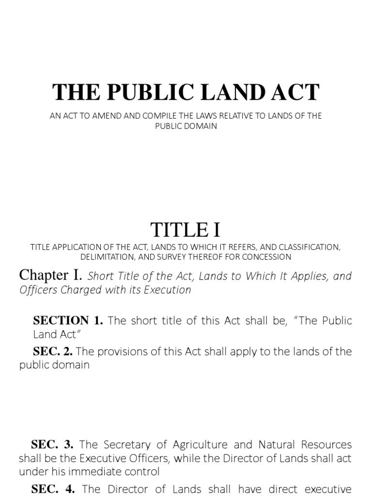The Public Land Act PDF Patent Government