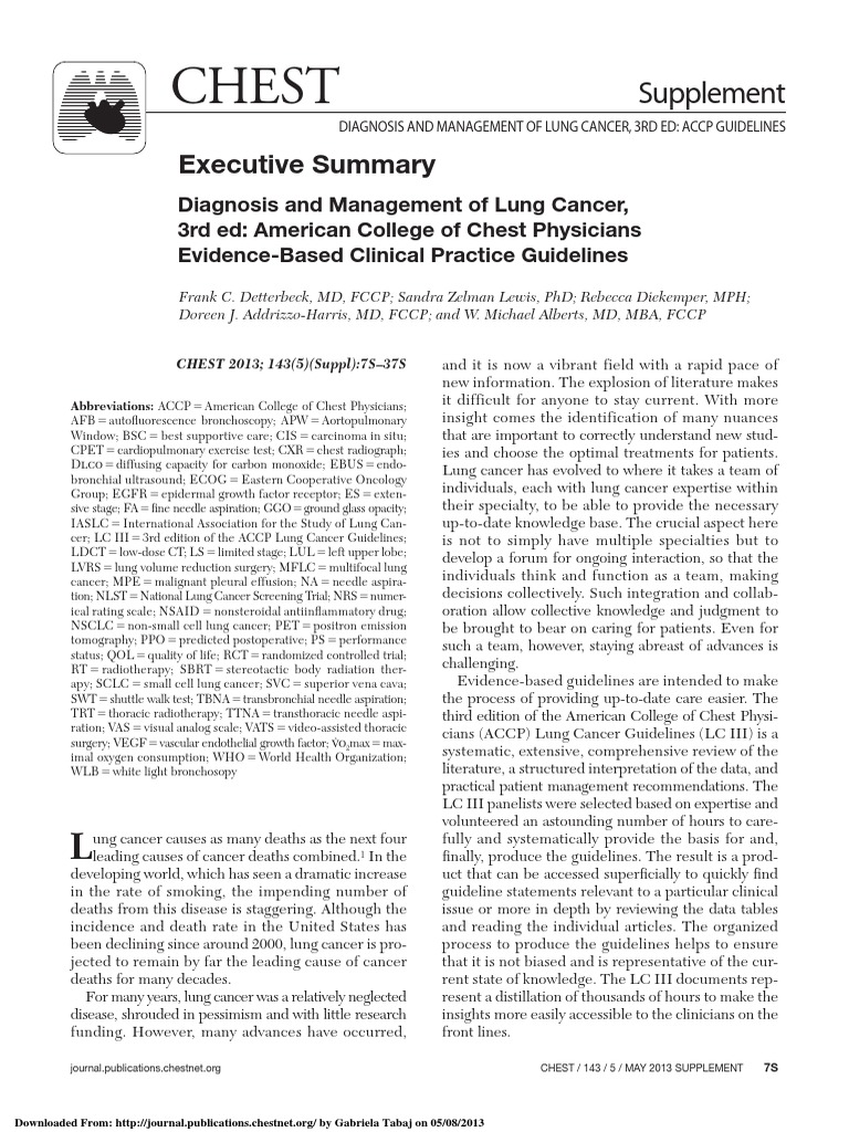 Chest: Executive Summary | PDF | Lung Cancer | Non Small Cell Lung ...