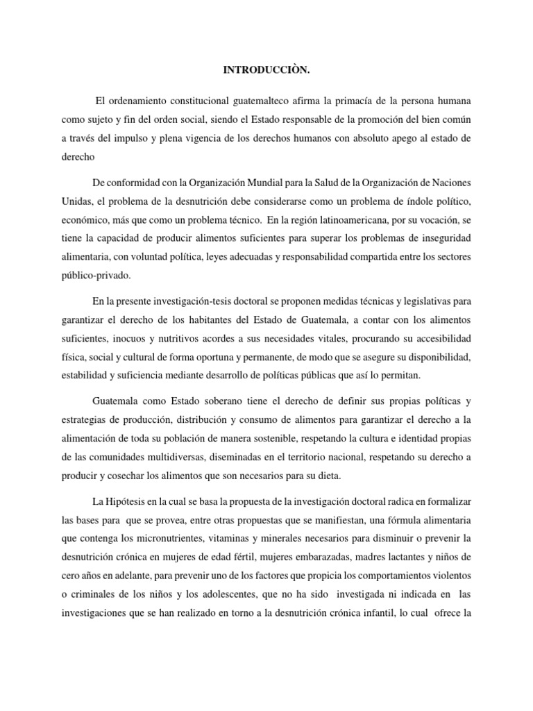 Introducciòn de La Tesis Doctoral Desnutrición