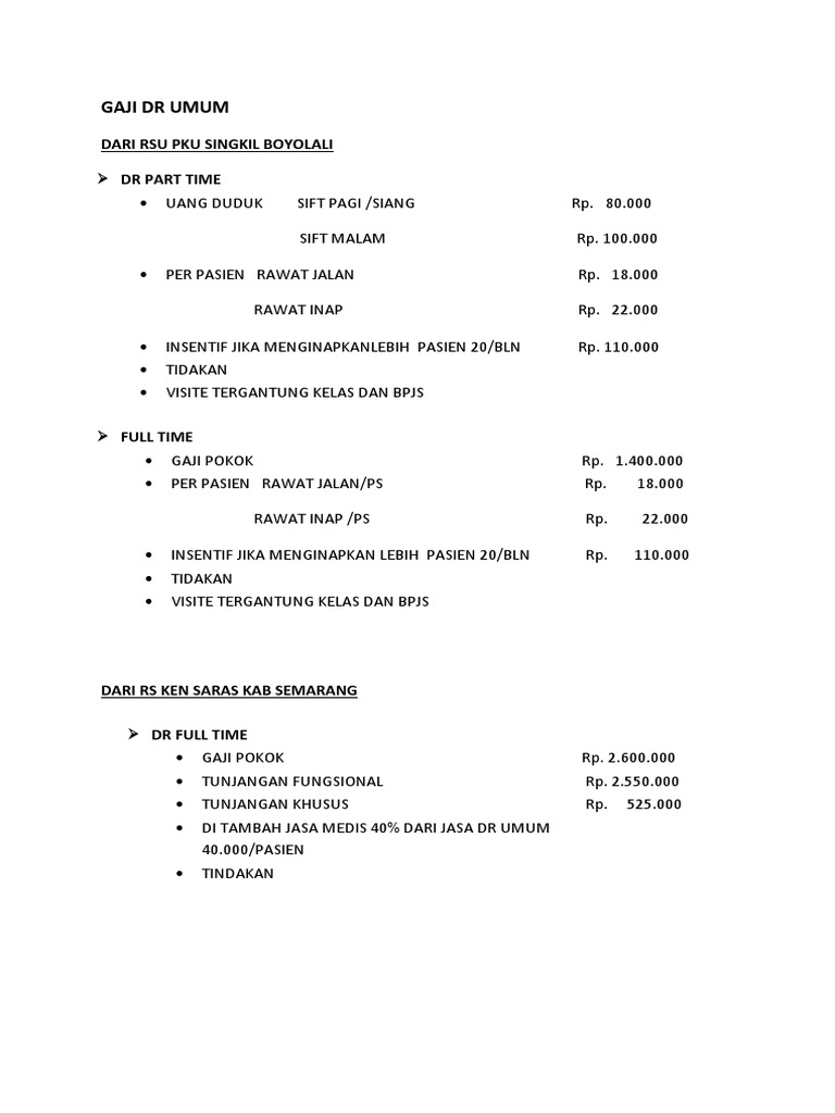 Gaji Dr Umum