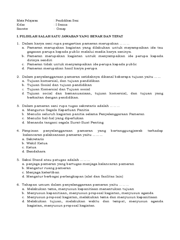 Soal Ujian P Seni Pdf
