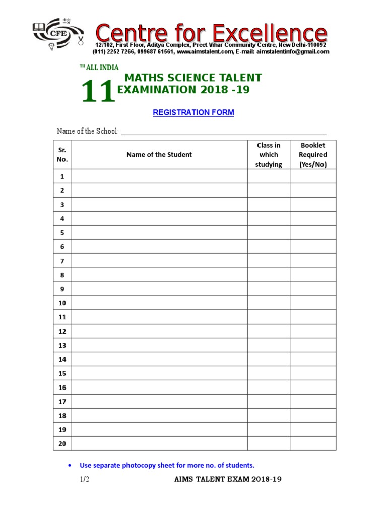 1 11th Aims Registration Form Download Free Pdf Banking Government