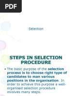 Steps in Selection Procedure