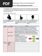 Y7 KS3 Computing Homework