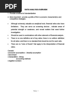 Ratio Analysis-Overview Ratios:: Caveats