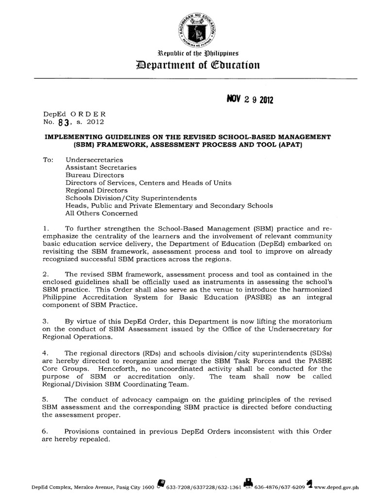 Deped orde no 83 s 2012 pdf