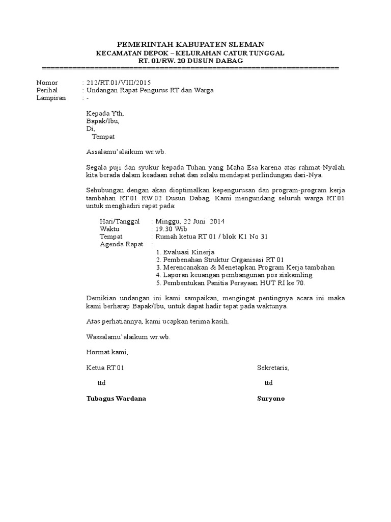 550 Contoh Undangan Pembubaran Panitia Agustusan HD