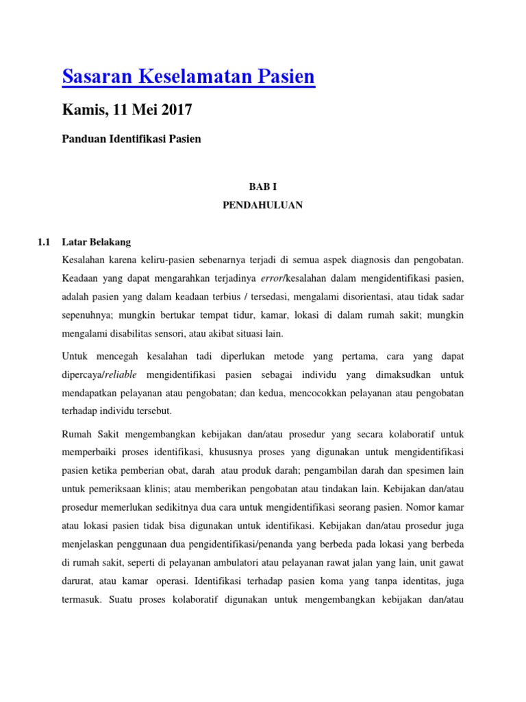 Sasaran Keselamatan Pasien Pdf