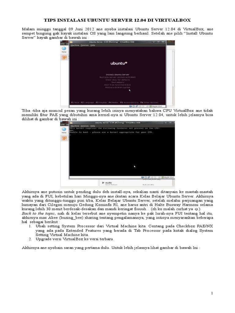 Tips Instalasi Ubuntu Server Di VirtualBox PDF | PDF