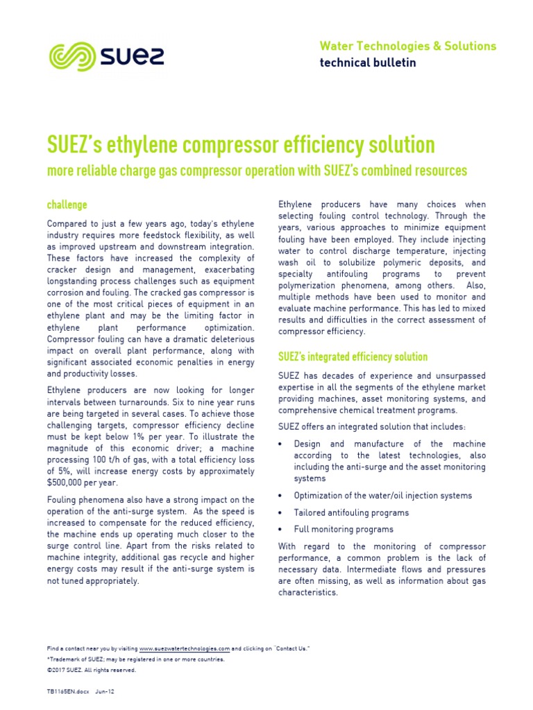 SUEZ's Ethylene Compressor Efficiency Solution | PDF | Simulation ...