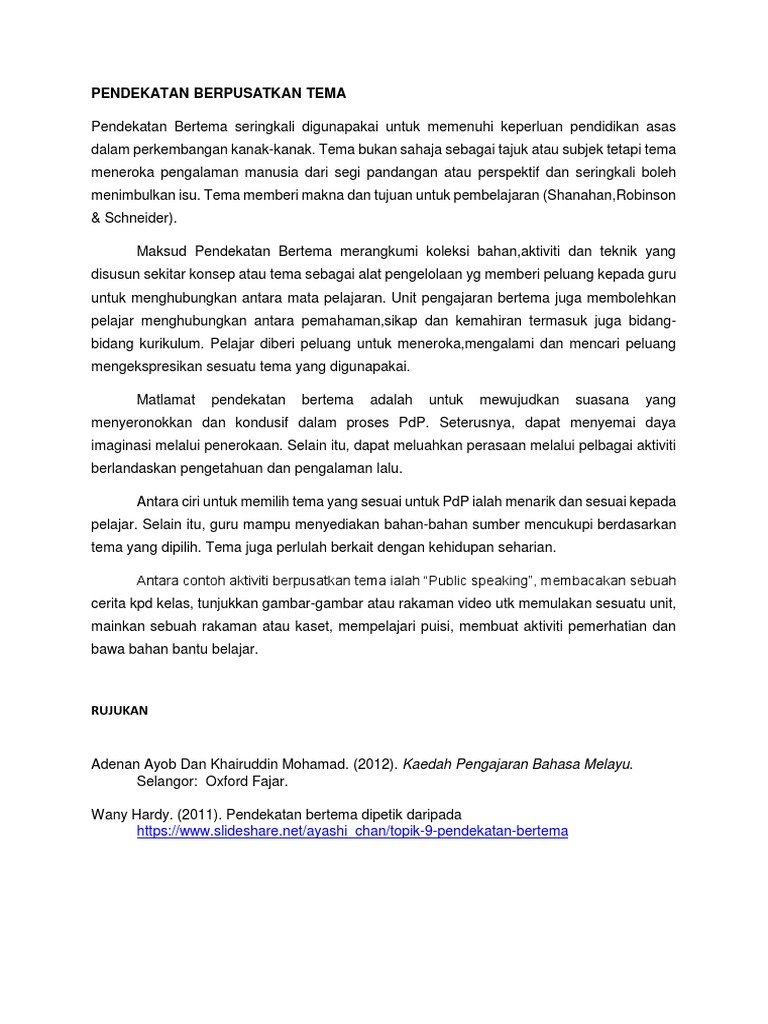 Pendekatan Berpusatkan Tema Pdf