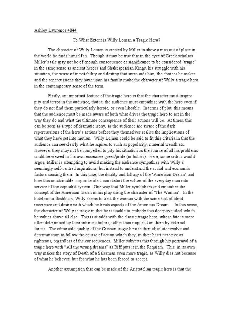 An Analysis Of Willy Lomans Recipe For Success