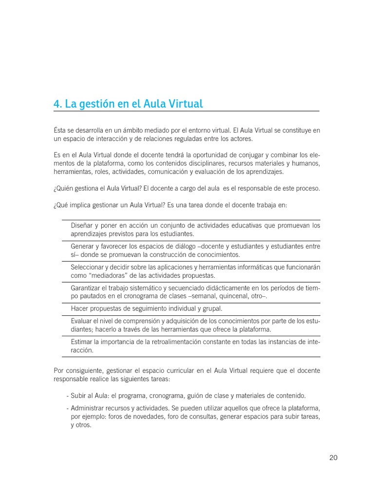 La Gestión en El Aula Virtual | PDF | Salón de clases | Maestros