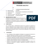 Programa Analitico Lectura de Planos Estructuras Tamburco