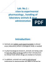 Lab. No.1: Introduction To Experimental Pharmacology, Handling of Laboratory Animals & Drug Administration