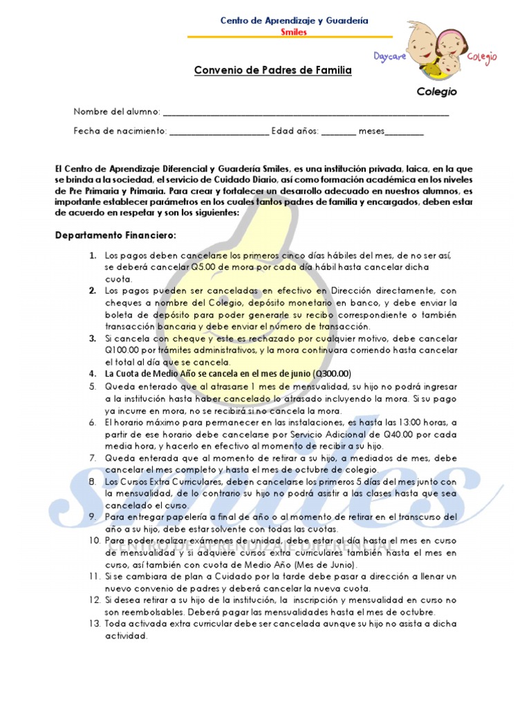 Acuerdos y Normas para Padres de Familia | PDF | Educación primaria ...
