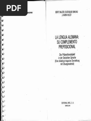 La Lengua Alemana Su Complemento Preposicional Berit Balzer