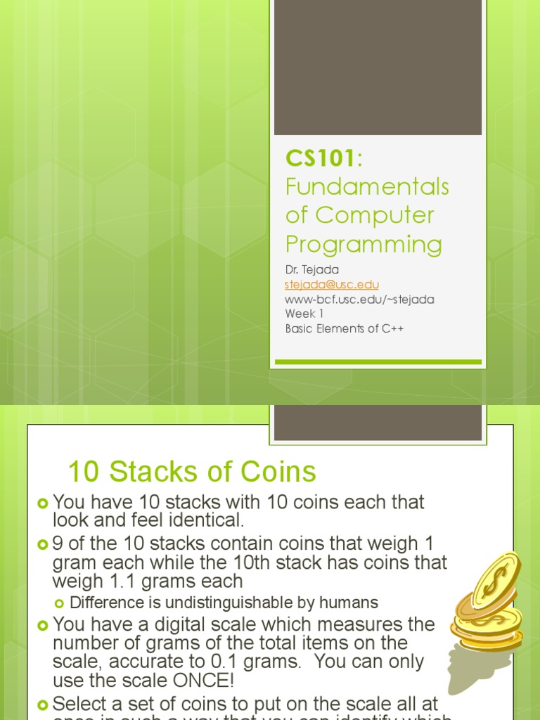 Fundamentals of Computer Programming: Dr. Tejada WWW-BCF - Usc.edu ...