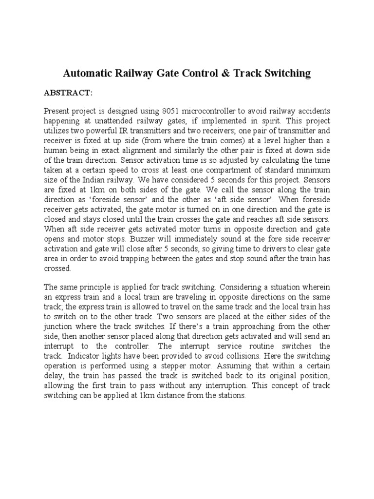 Automatic Railway Gate Control PDF Electronic Circuits Rectifier