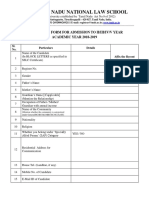 TN National Law School Admission Form 2018-19