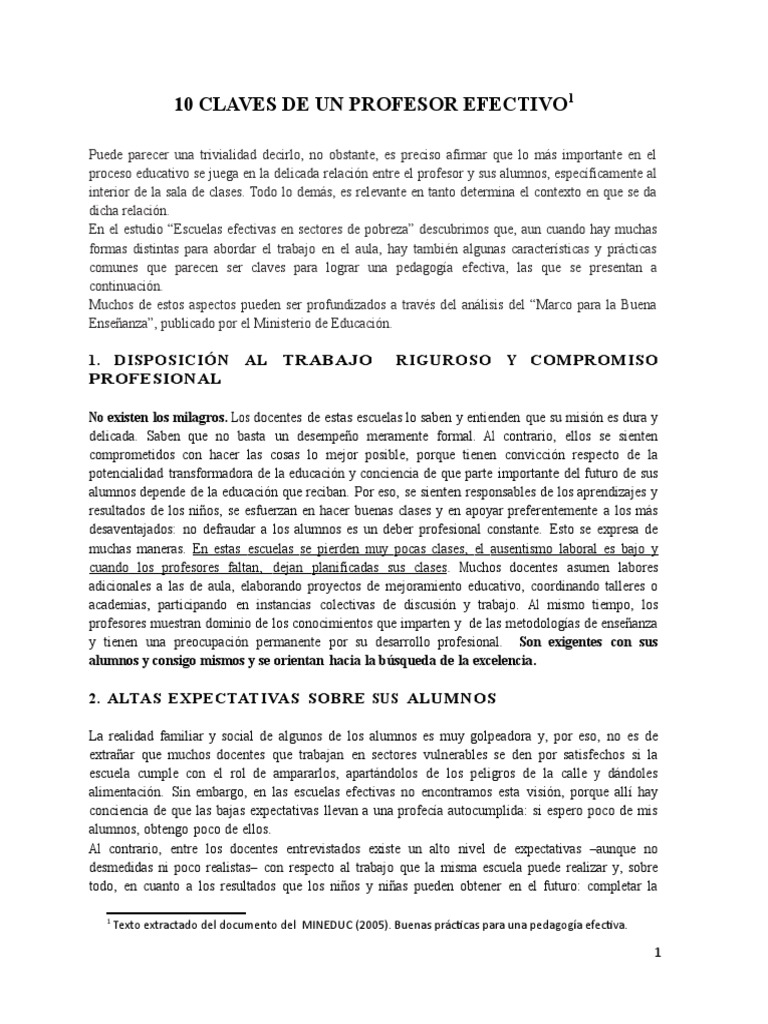 Claves para ser un profesor efectivo | PDF | Plan de estudios | Aprendizaje
