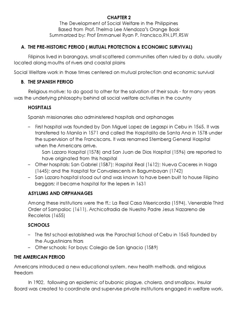 Evolution of Social Welfare in the Philippines | PDF | Social Work ...