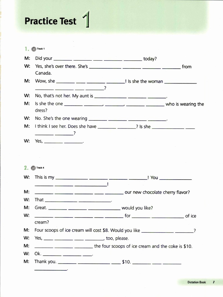 Target Listening Dictation Practice | PDF | Leisure
