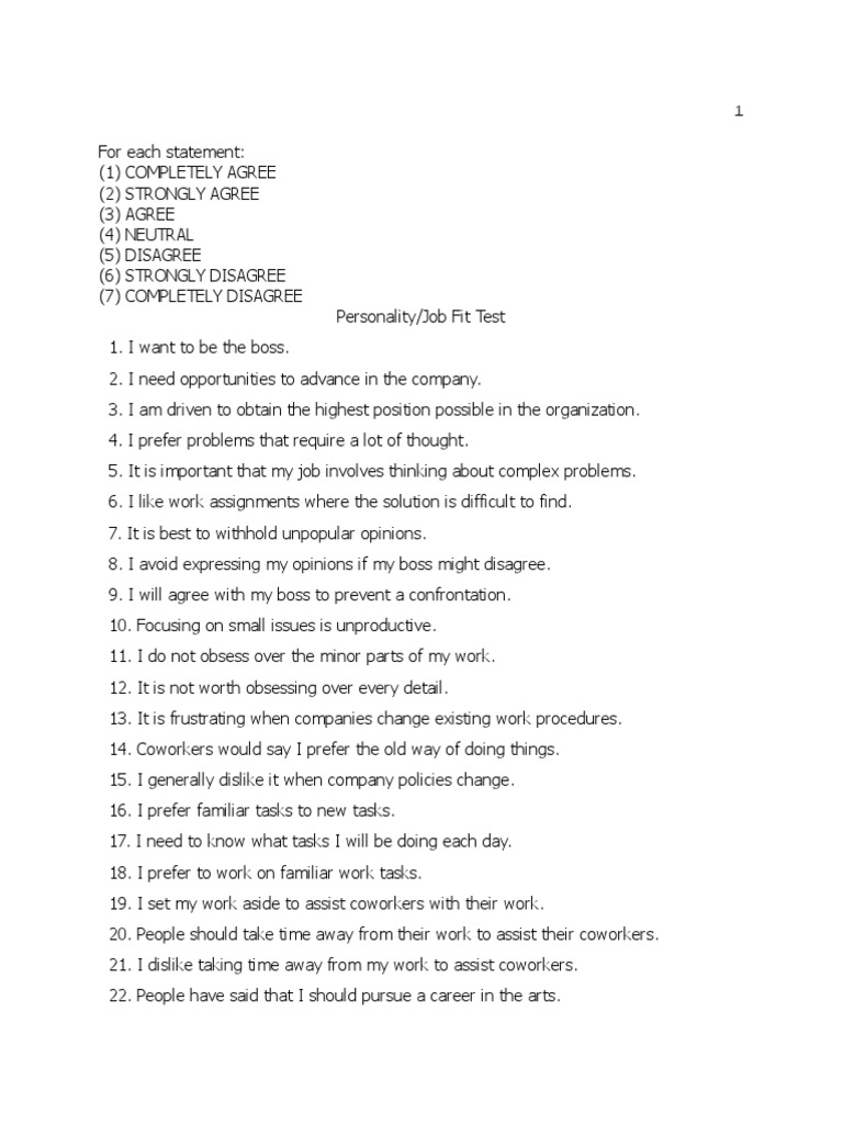 Personality Job Fit Test (Hibbett Sports) PDF Social Group Risk