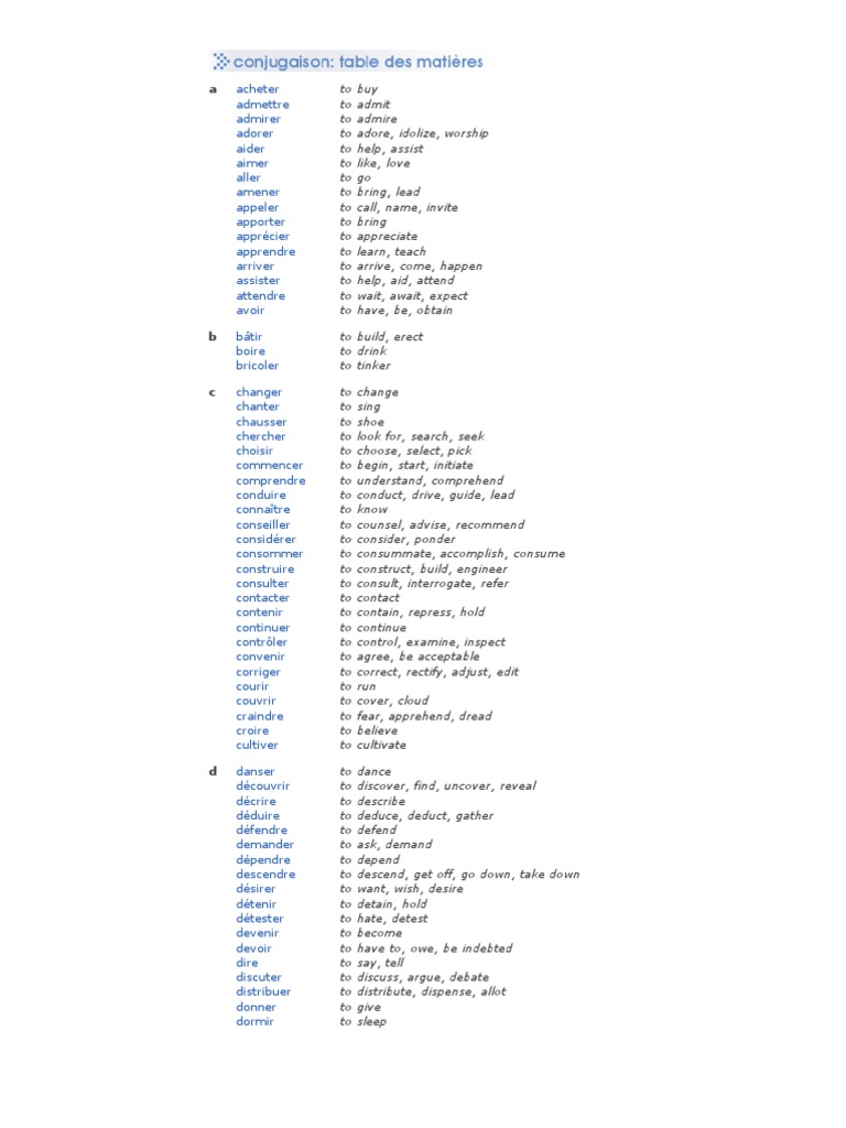 French Verbs | PDF | Semantics | Rules