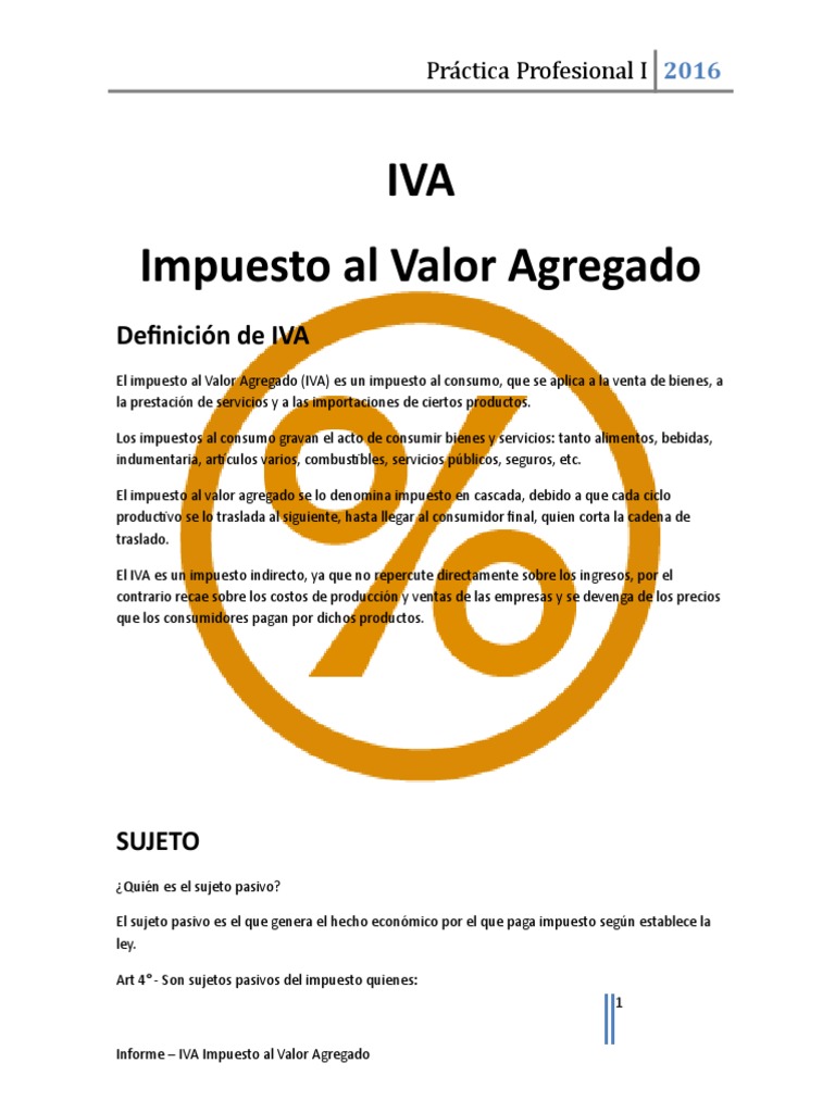 Definición y Aspectos del IVA | PDF | Impuesto al valor agregado ...