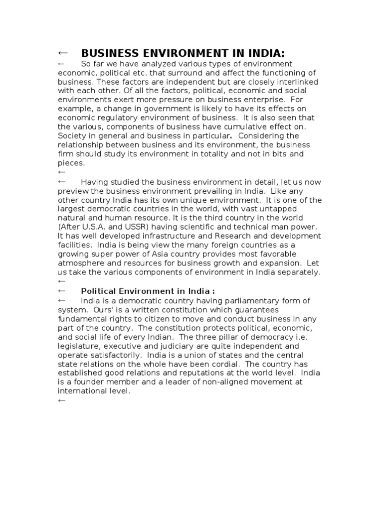 Business Environment Analysis in India | PDF | Economic Development ...