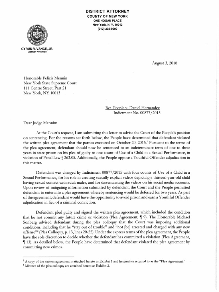 8.3.18 Hernandez Sentencing Letter | PDF