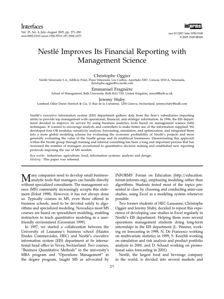 Session 19 - Nestle EIS For Financial Reporting | PDF | Earnings Before ...
