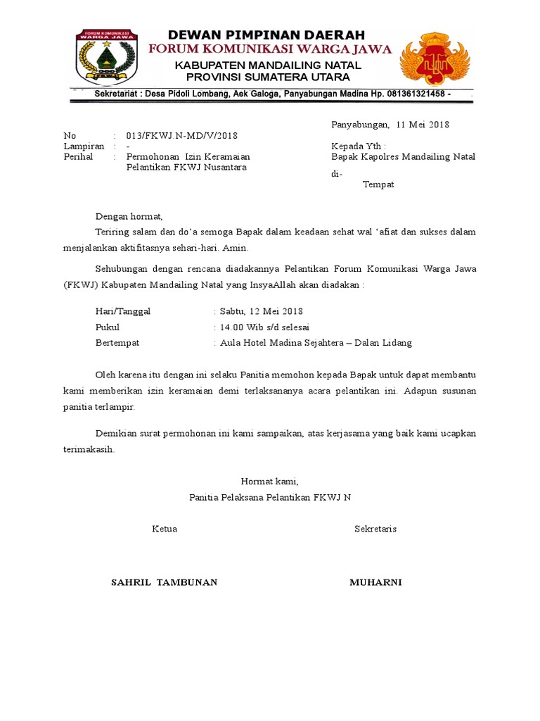 Surat Izin Keramaian Fkwj Nusantara