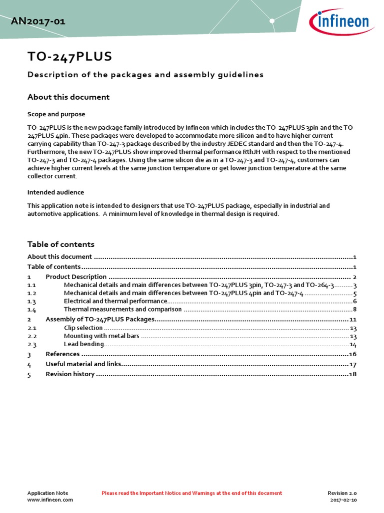 Infineon Application Note Discrete IGBT in To 247PLUS An v02 00 en