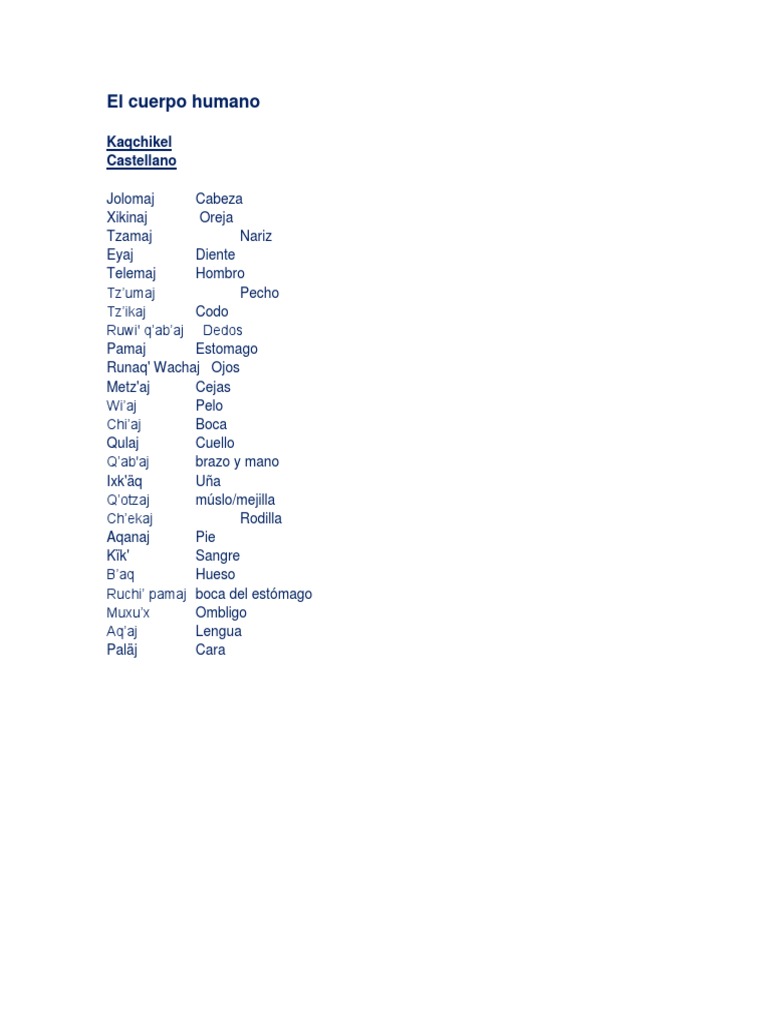 El Cuerpo Humano Kaqchikel | PDF