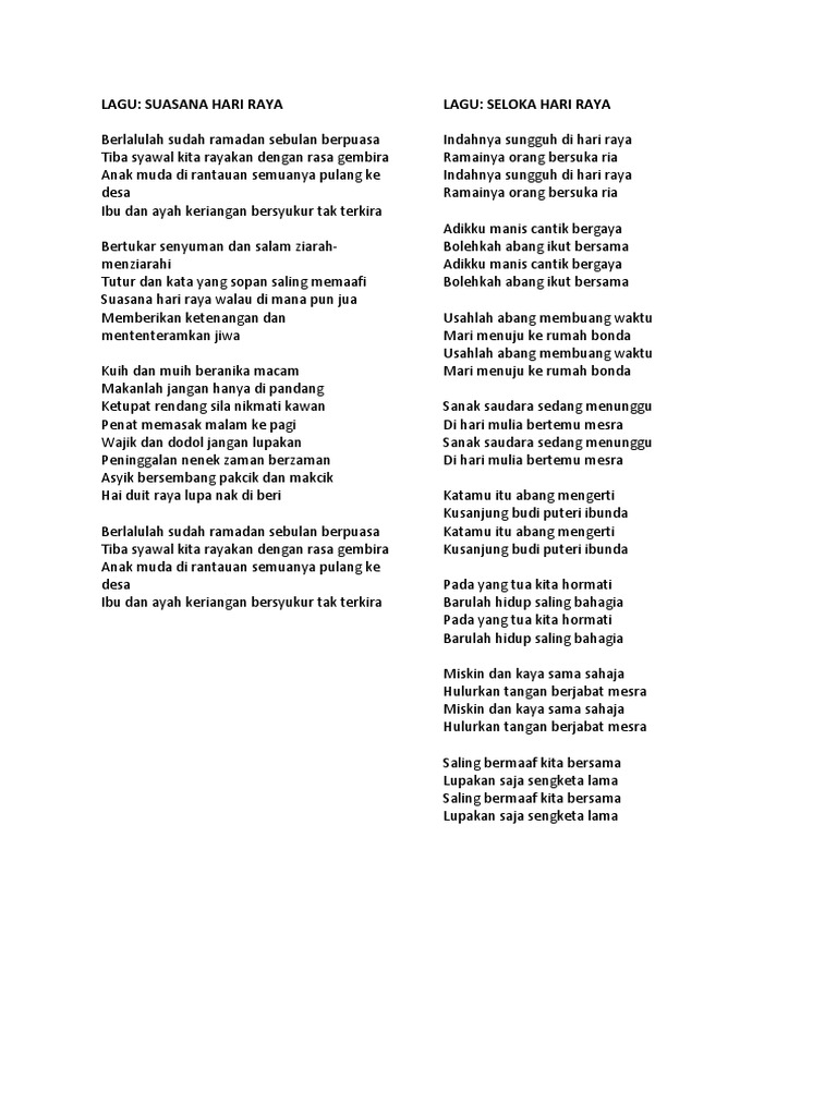 Senikata Lagu Raya Pdf