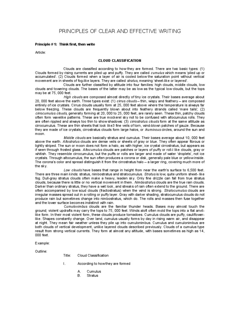 Principles of Clear and Effective Writing | Cloud | Forms Of Water