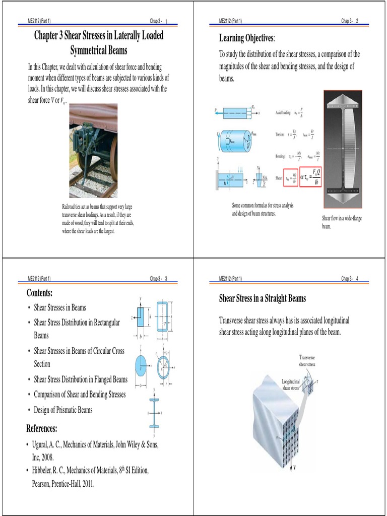 Shear Stresses in Beams Analysis | PDF | Bending | Beam (Structure)