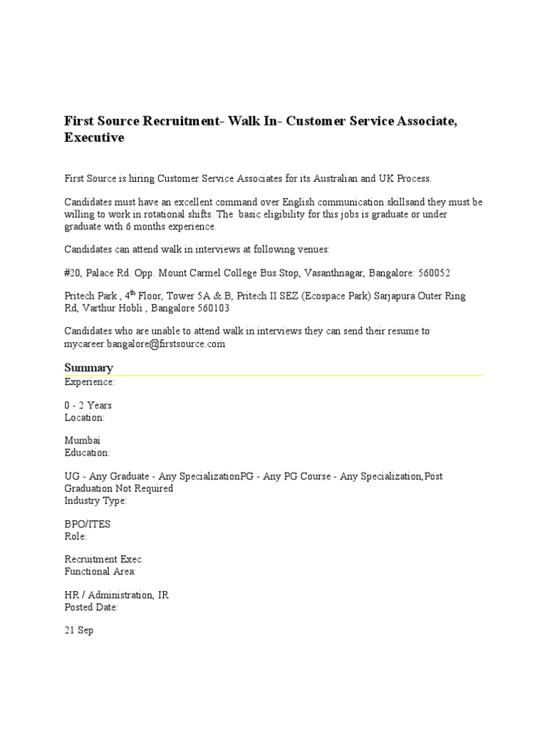 First Source Recruitment | PDF | Business Process Outsourcing ...