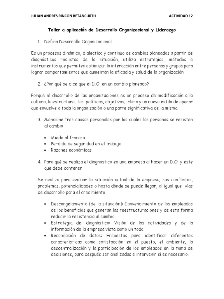 Desarrollo Organizacional y Liderazgo Efectivo | PDF | Desarrollo ...