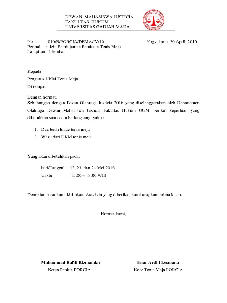 Surat Peminjaman Ukm Tennis Meja Fix